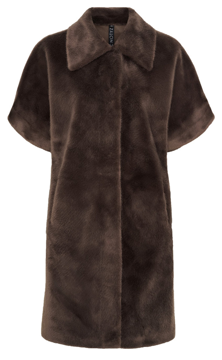 Notyz Jakke Faux Fur Long Dark Brown