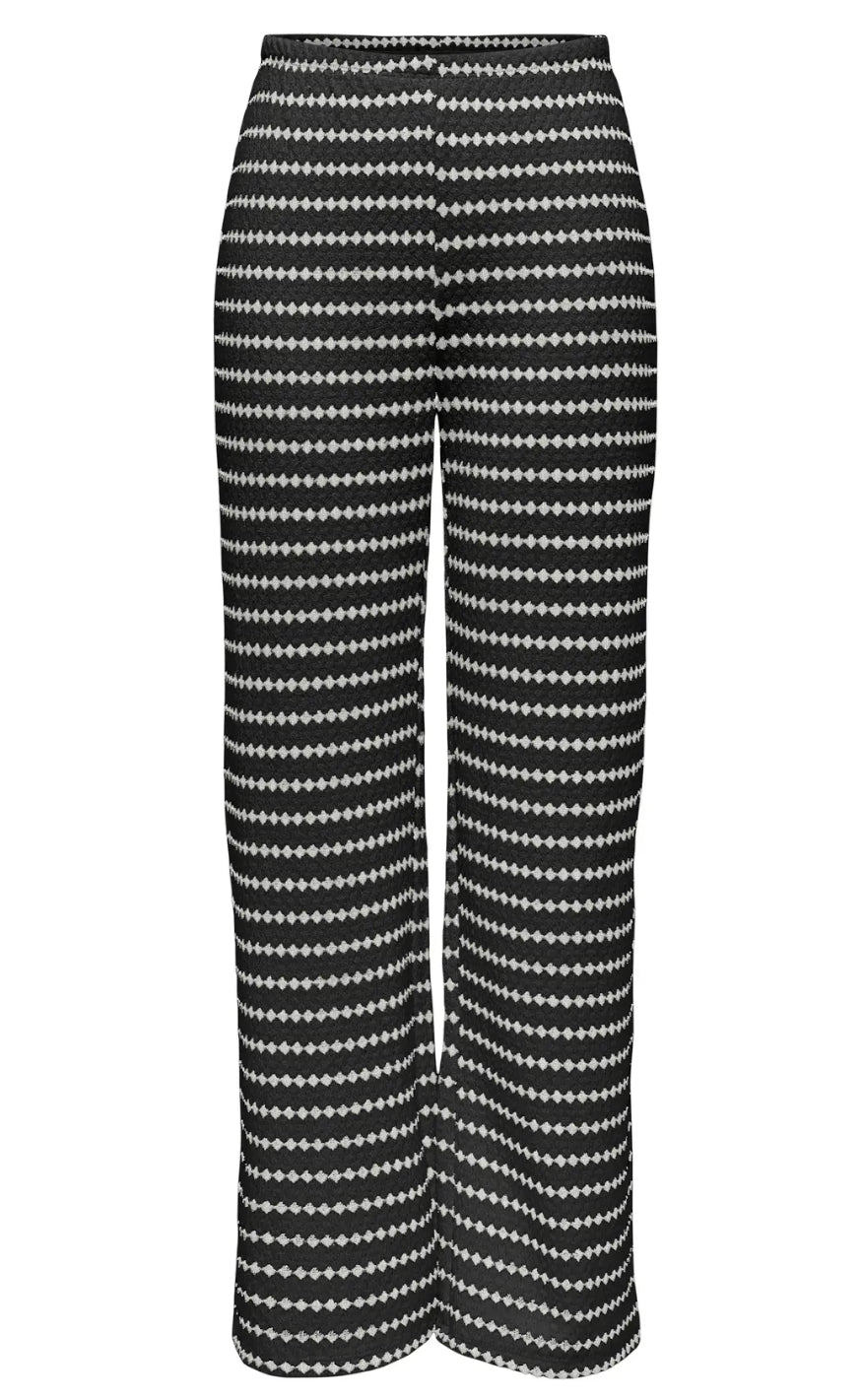Only Bukser Eva Stripe Black Cloud Dancer