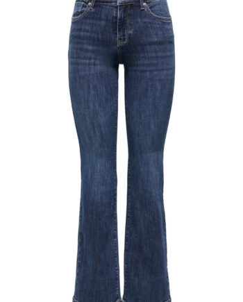 Only Bukser Power Mid Flared Pushup Dark Blue Denim