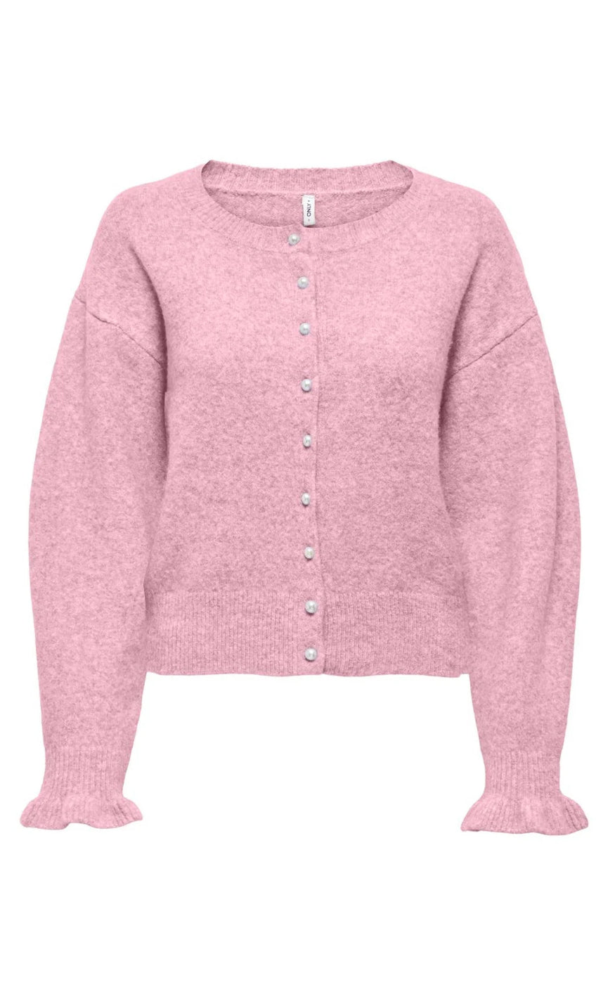 Only Cardigan Rima Romance Rose Melange Pearl Button