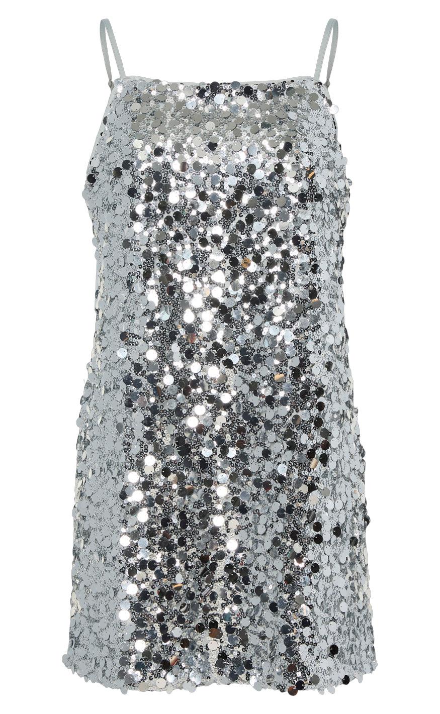 Pieces Kjole Disco Silver Sequins