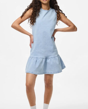 Pieces Kjole Monica Light Blue Denim