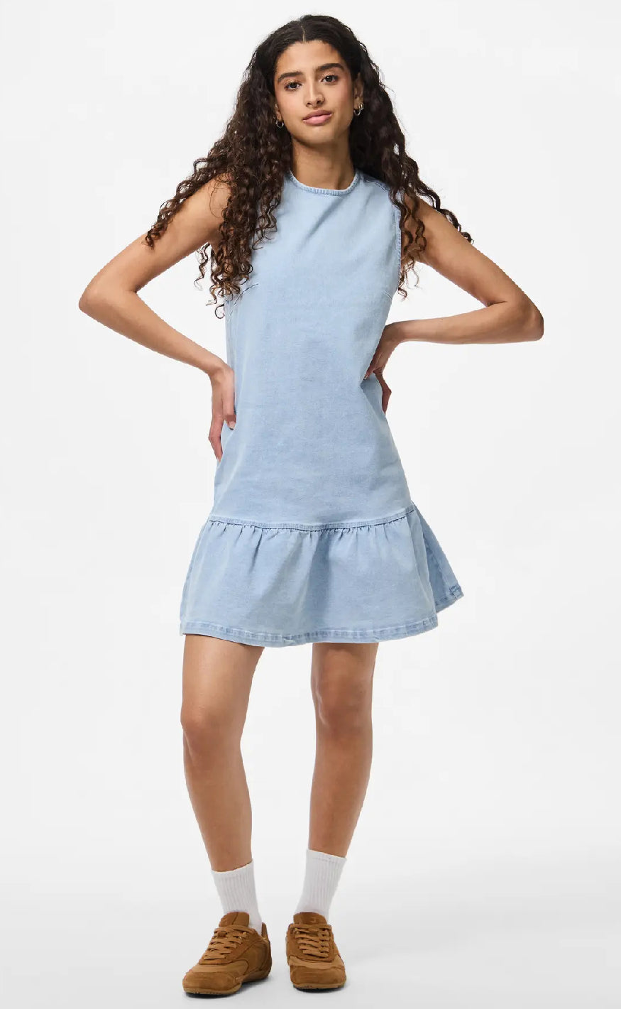 Pieces Kjole Monica Light Blue Denim
