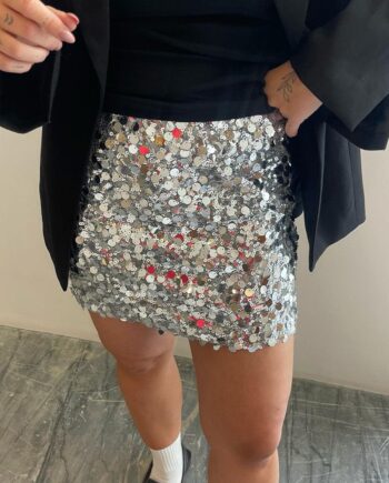 Pieces Nederdel Disco Silver Sequins