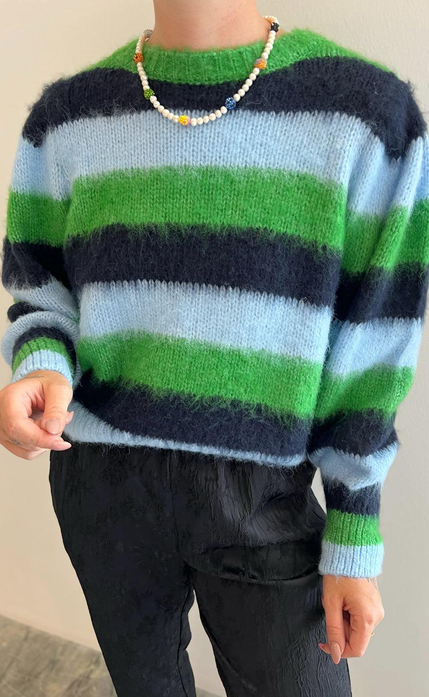 Pieces Striktrøje Ficca Green Navy Blazer