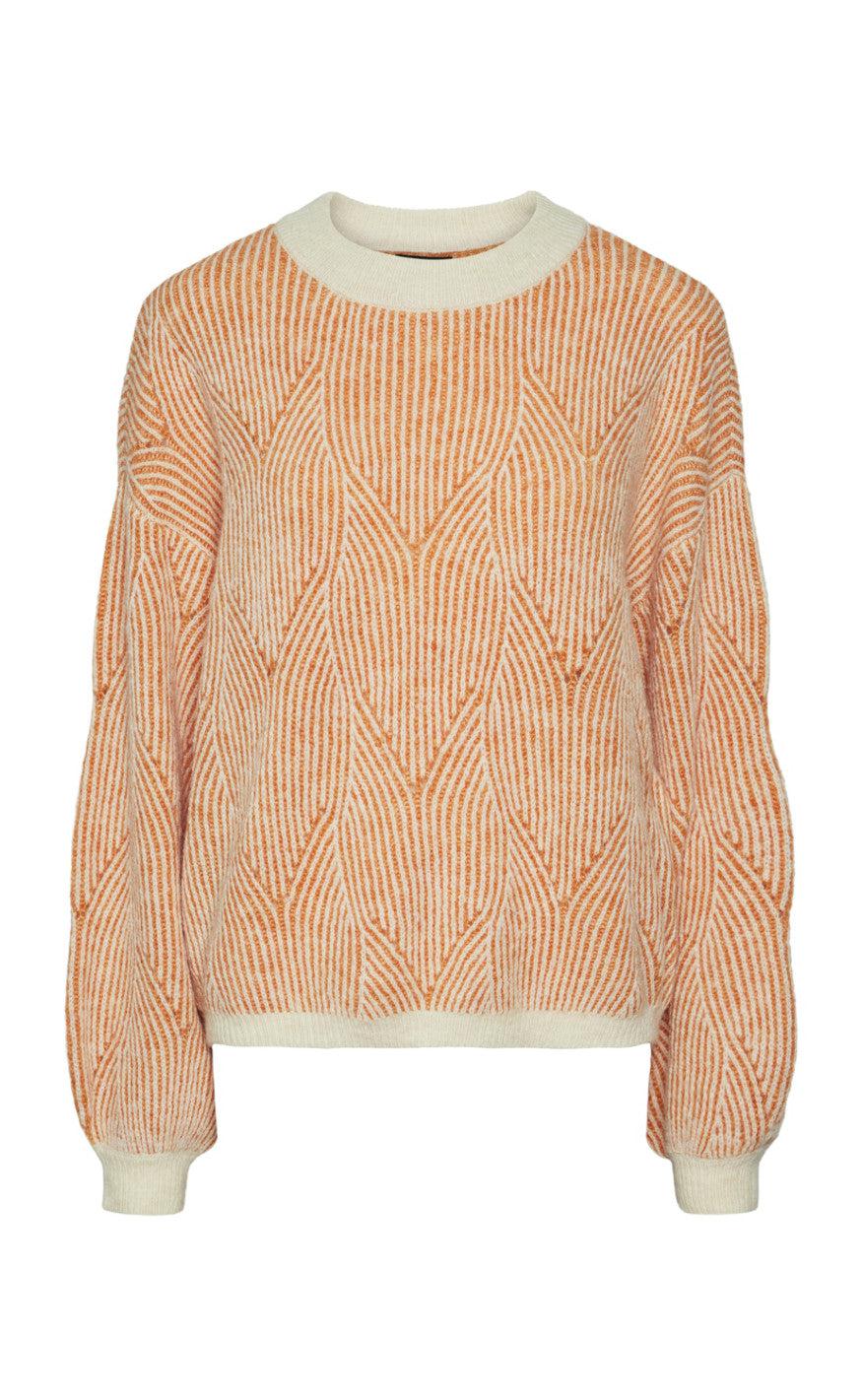 Pieces Sweater Jenna Whitecap Gray Burnt Orange