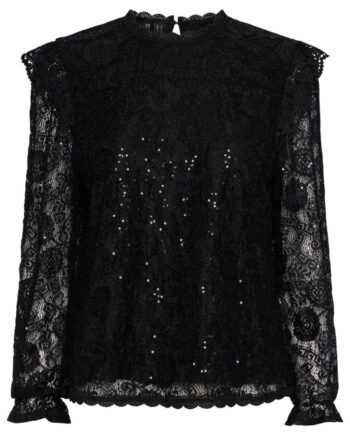 Pieces Top Olline Ls Lace Sequins Black