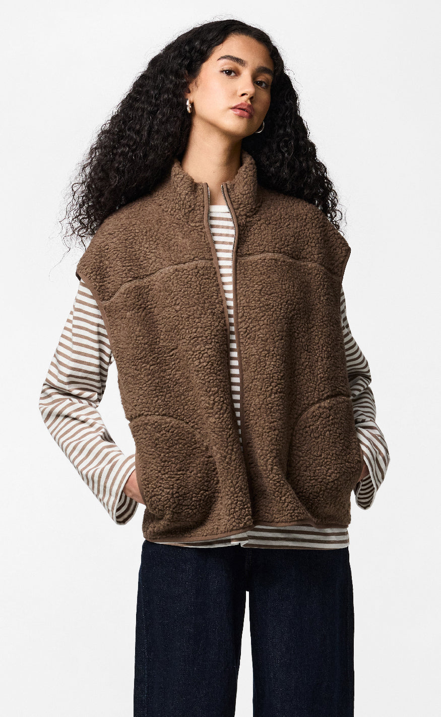 Pieces Vest Sadia Coffee Quartz