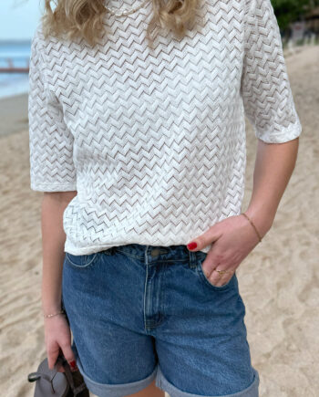 Say Ina Copenhagen Bluse Diana White Zig Zag