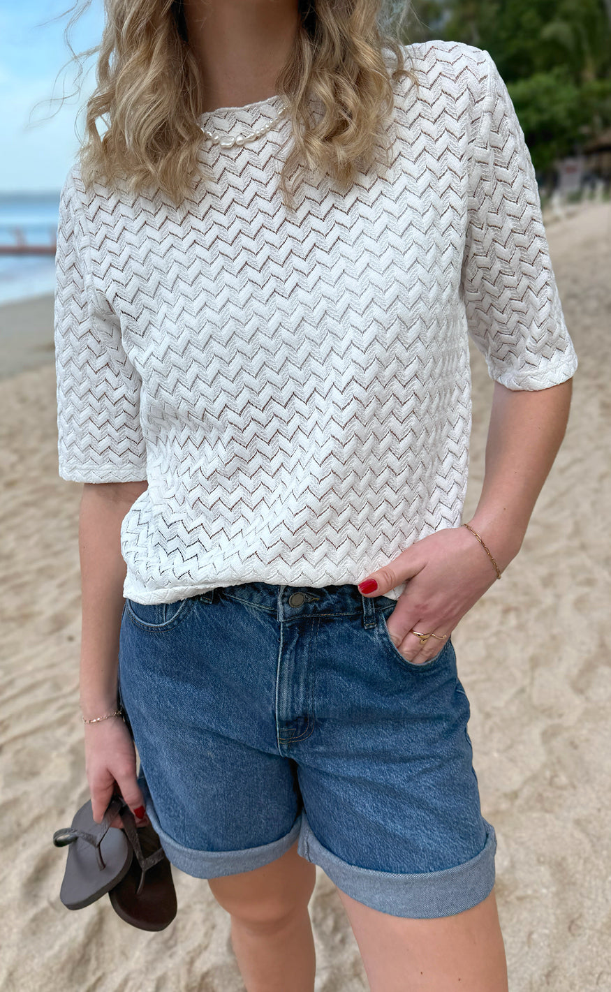 Say Ina Copenhagen Bluse Diana White Zig Zag