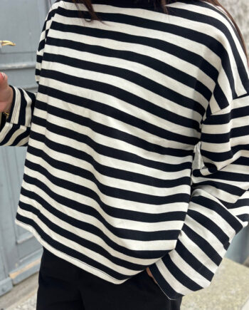 Say Ina Copenhagen Bluse Emilia Black   Beige Striped