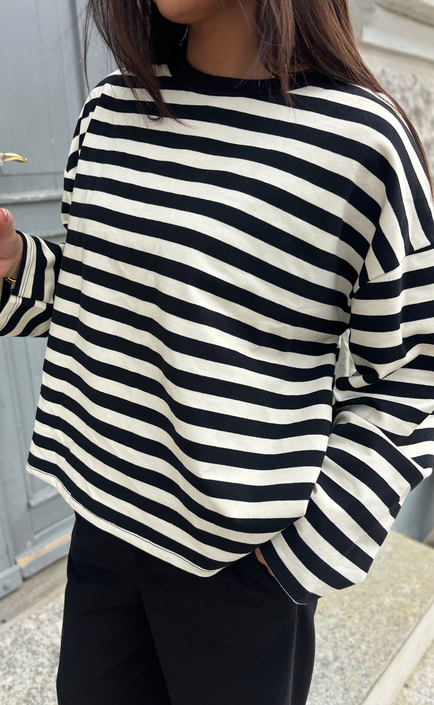 Say Ina Copenhagen Bluse Emilia Black Beige Striped