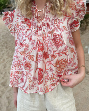 Say Ina Copenhagen Bluse Emmi Red Flowers