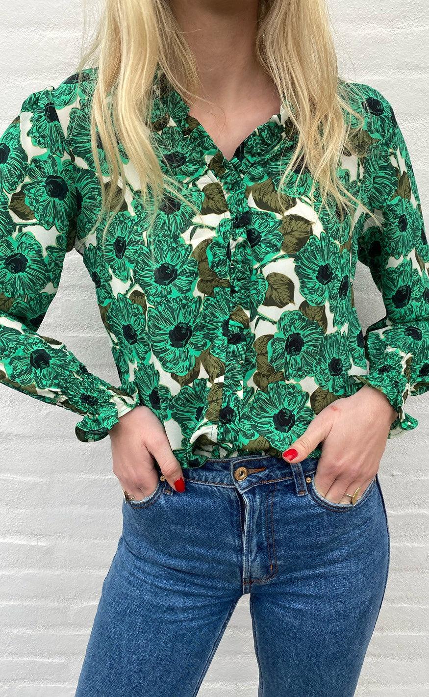 Say Ina Copenhagen Bluse Mali Green Flower