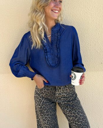 Say Ina Copenhagen Bluse   Skjorte Cami Dark Denim Blue