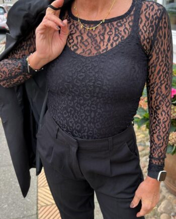 Say Ina Copenhagen Bluse Sofia Black Leopard Lace