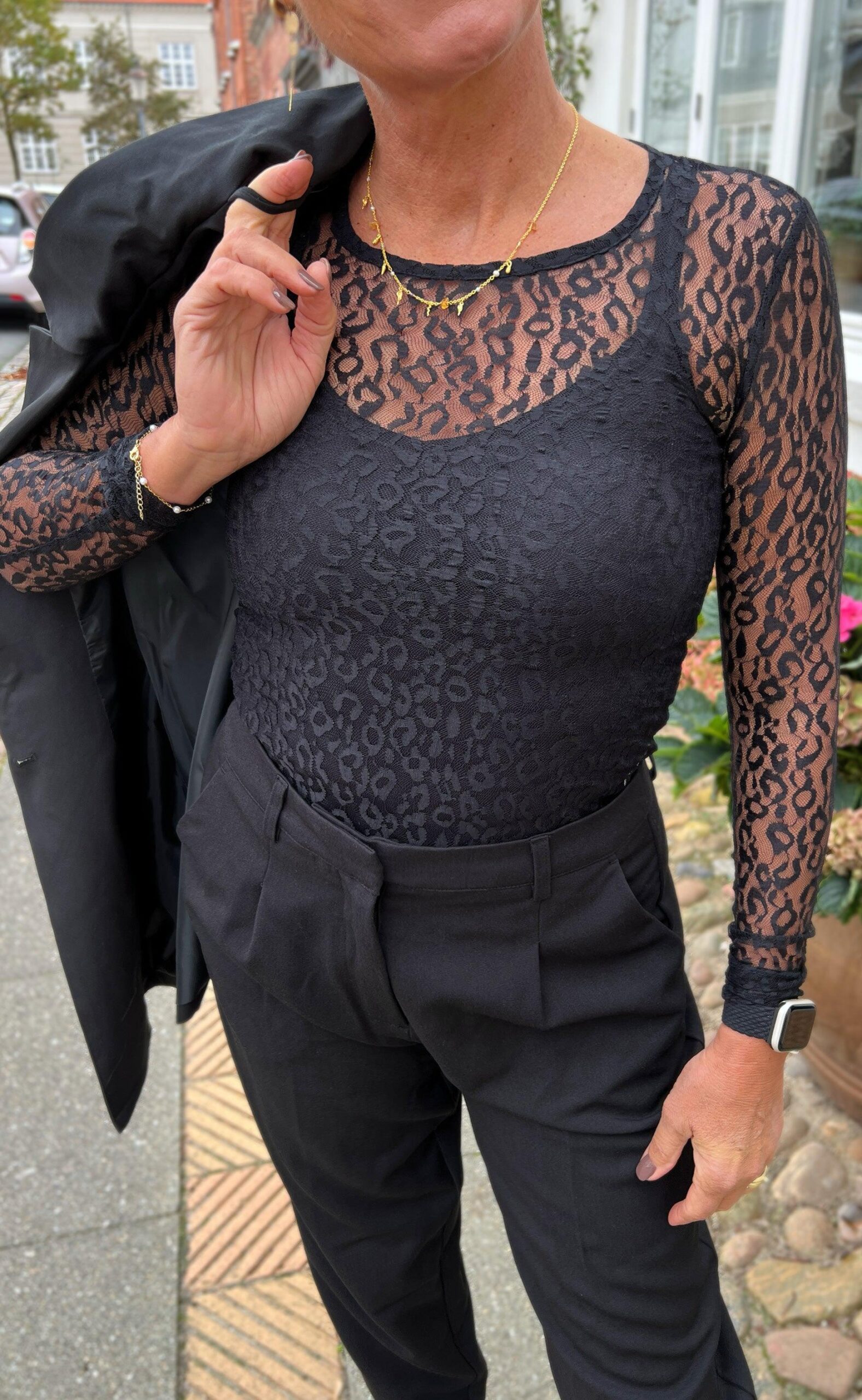 Say Ina Copenhagen Bluse Sofia Black Leopard Lace
