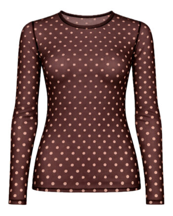 Say Ina Copenhagen Bluse Sophia Mesh Brown    Beige Dots