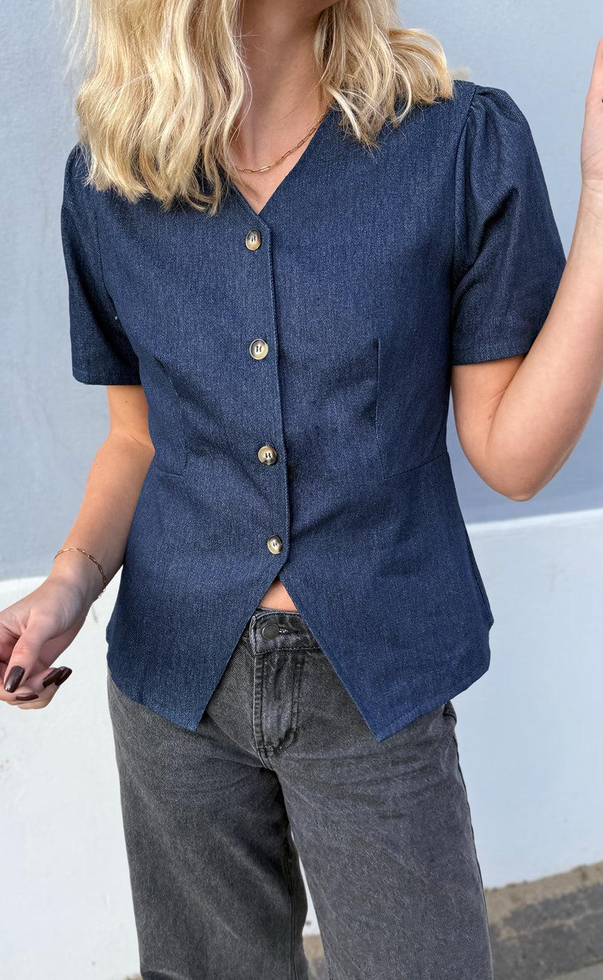 Say Ina Copenhagen Bluse Venja Dark Blue Denim