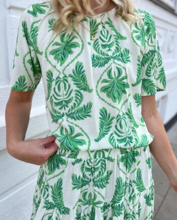 Say Ina Copenhagen Bluse Vicky White Green Paisley