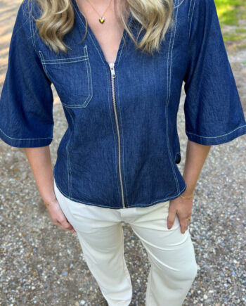 Say Ina Copenhagen Bluse Zenia Zipper Denim Blue