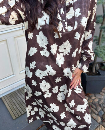 Say Ina Copenhagen Kjole Ella Dark Brown    White Flowers