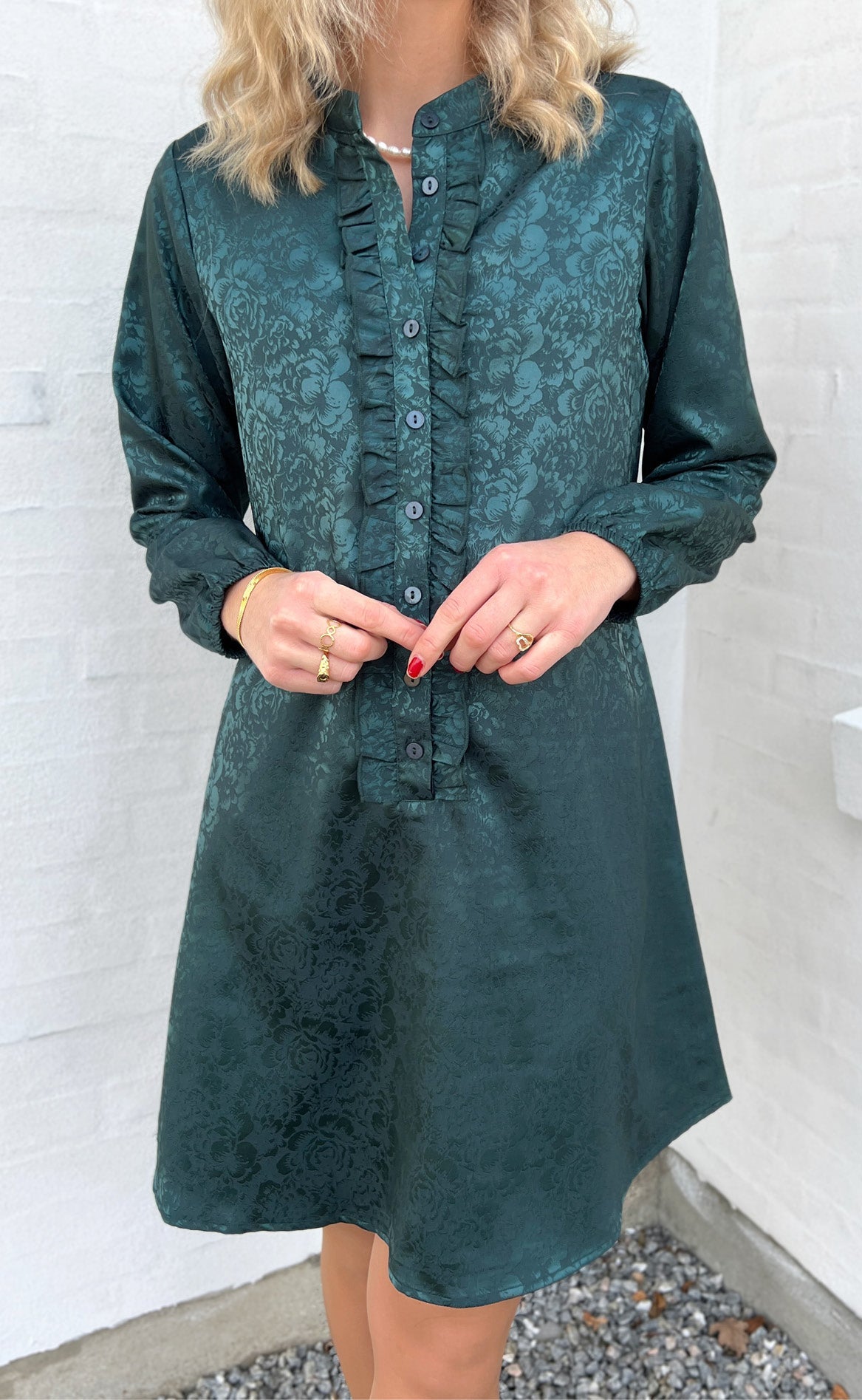 Say Ina Copenhagen Kjole Florina Dark Green Flower