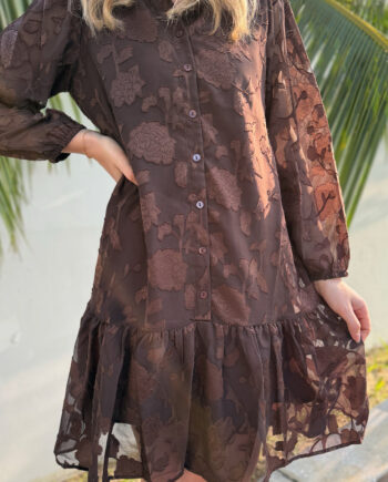 Say Ina Copenhagen Kjole Luna Dark Brown Flower