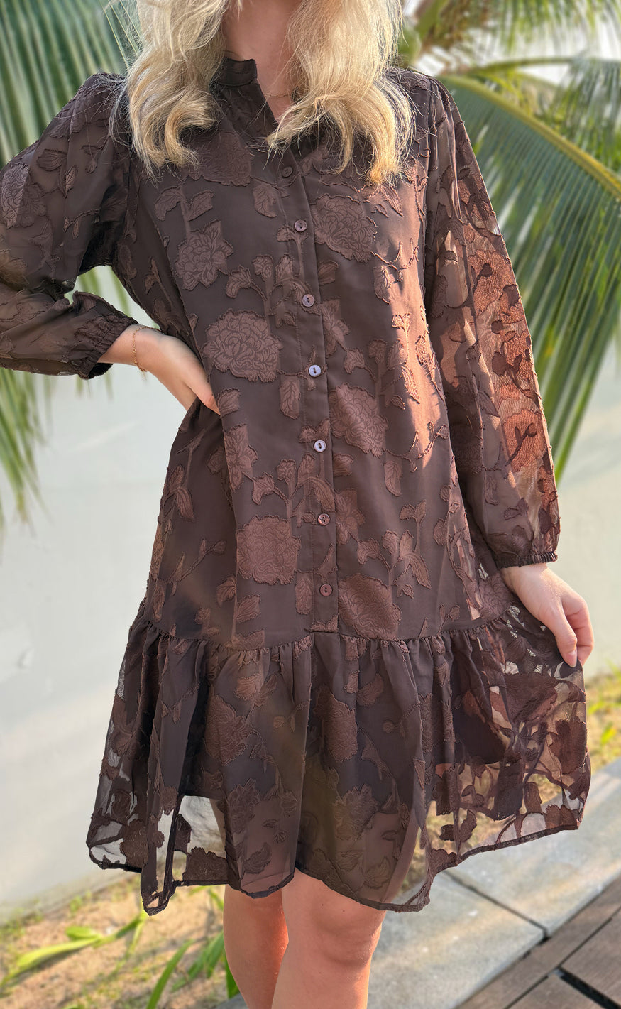 Say Ina Copenhagen Kjole Luna Dark Brown Flower
