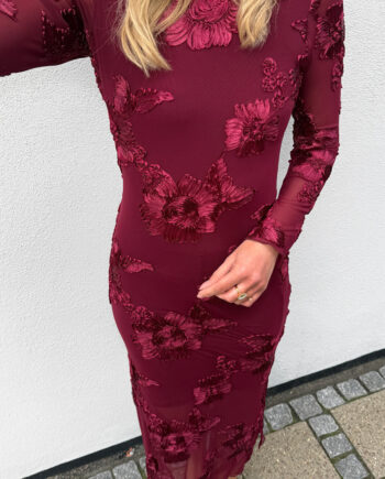 Say Ina Copenhagen Kjole Maria Ls Bordeaux 3d Flowers