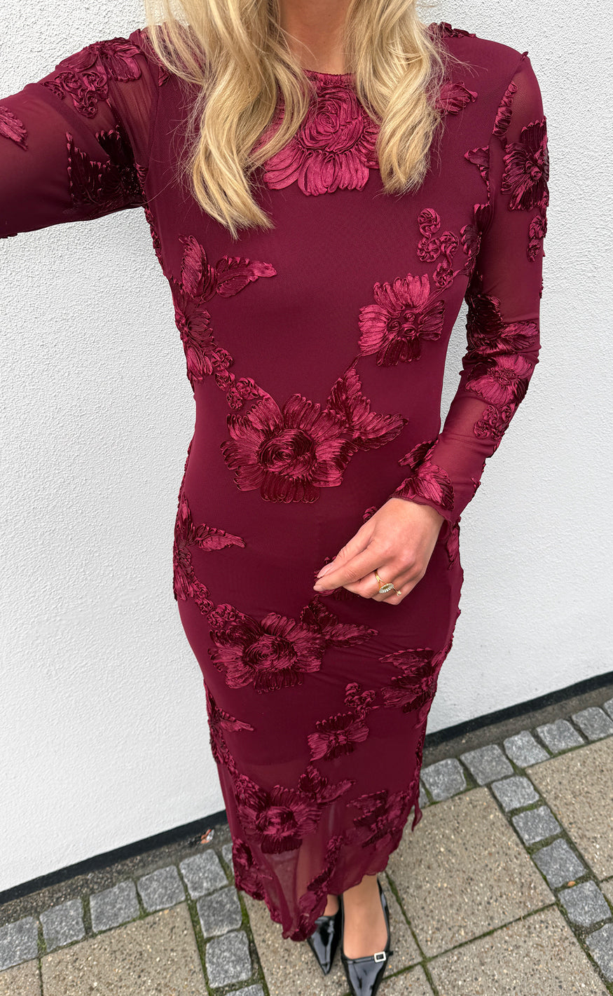 Say Ina Copenhagen Kjole Maria Ls Bordeaux 3d Flowers