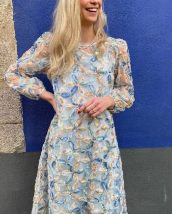 Say Ina Copenhagen Kjole Pama Blue Sequin Flower