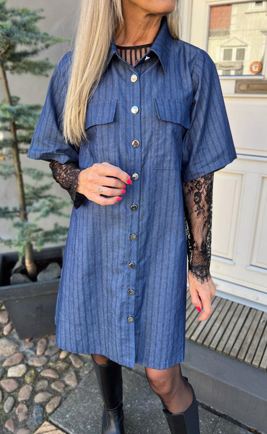 Say Ina Copenhagen Kjole Sif Dark Denim Black Stripes