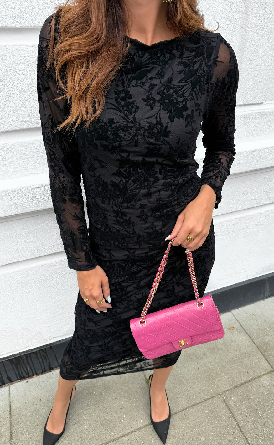Say Ina Copenhagen Kjole Sophia Ls Black Flower