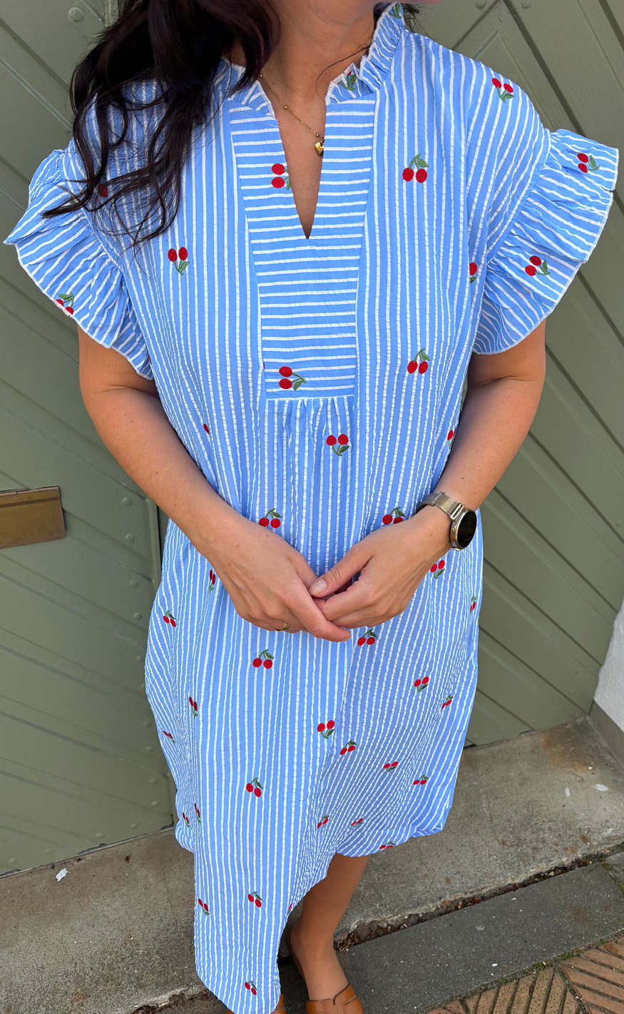 Say Ina Copenhagen Kjole Winnie Blue Striped Cherries