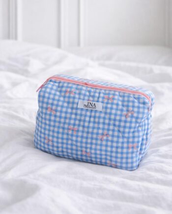 Say Ina Copenhagen Makeup Taske Medium Blue Checks    Bows