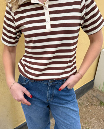 Say Ina Copenhagen Polo  -shirt Pamela Summer Brown Striped