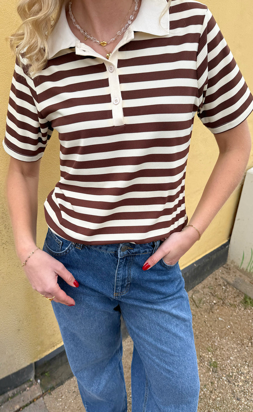 Say Ina Copenhagen Polo -shirt Pamela Summer Brown Striped