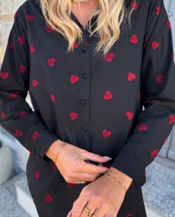 Say Ina Copenhagen Skjorte Katrina Black    Red Hearts