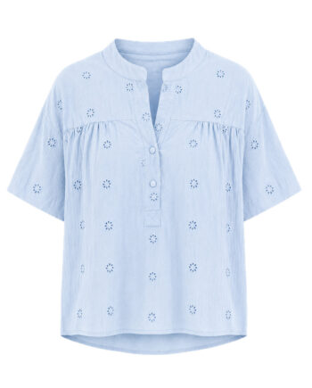 Say Ina Copenhagen Skjorte Melissa Light Blue    Embroidery Flowers