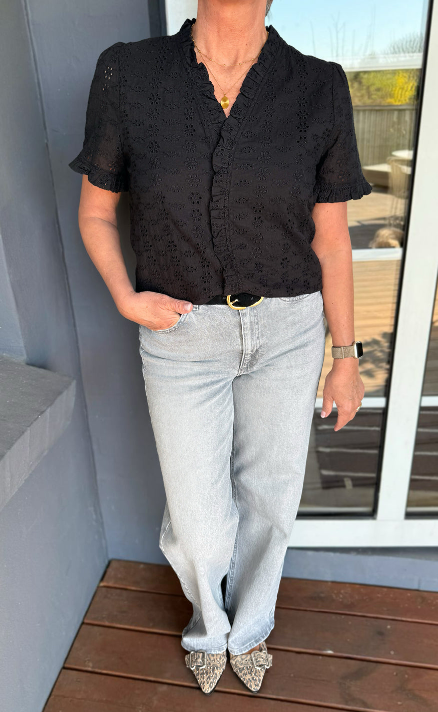 Say Ina Copenhagen Top Catja Black Broderie Anglaise
