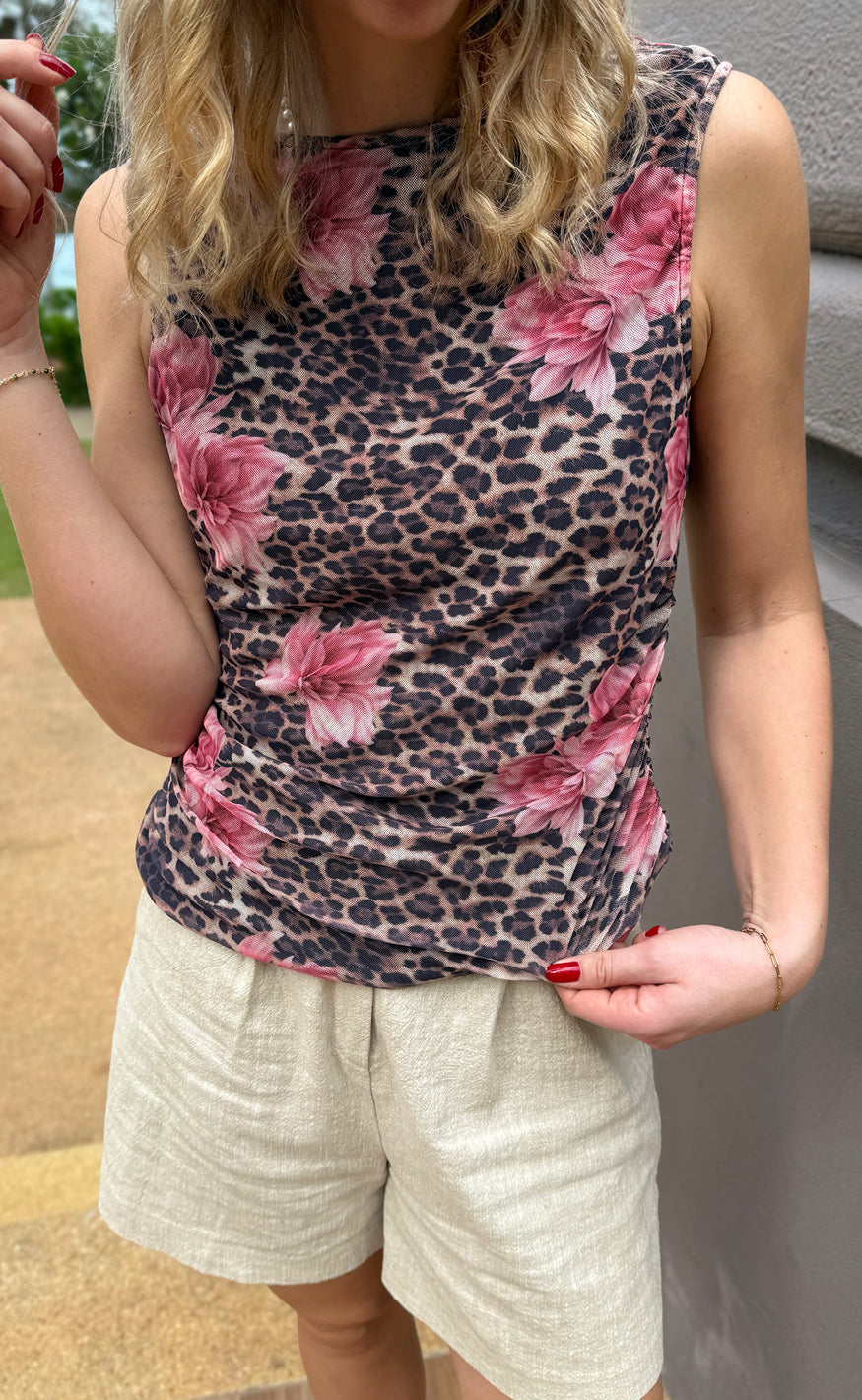 Say Ina Copenhagen Top Martina Mesh Leopard Flower