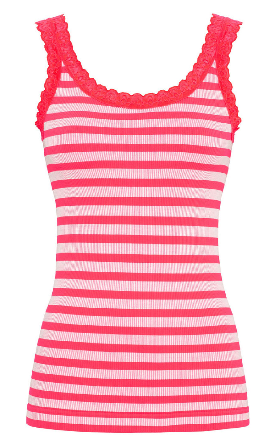 Tim Simonsen Top Isa Rib Scarlatto Bianco
