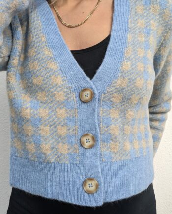 Vila Cardigan Chekina Knit Blue Bell
