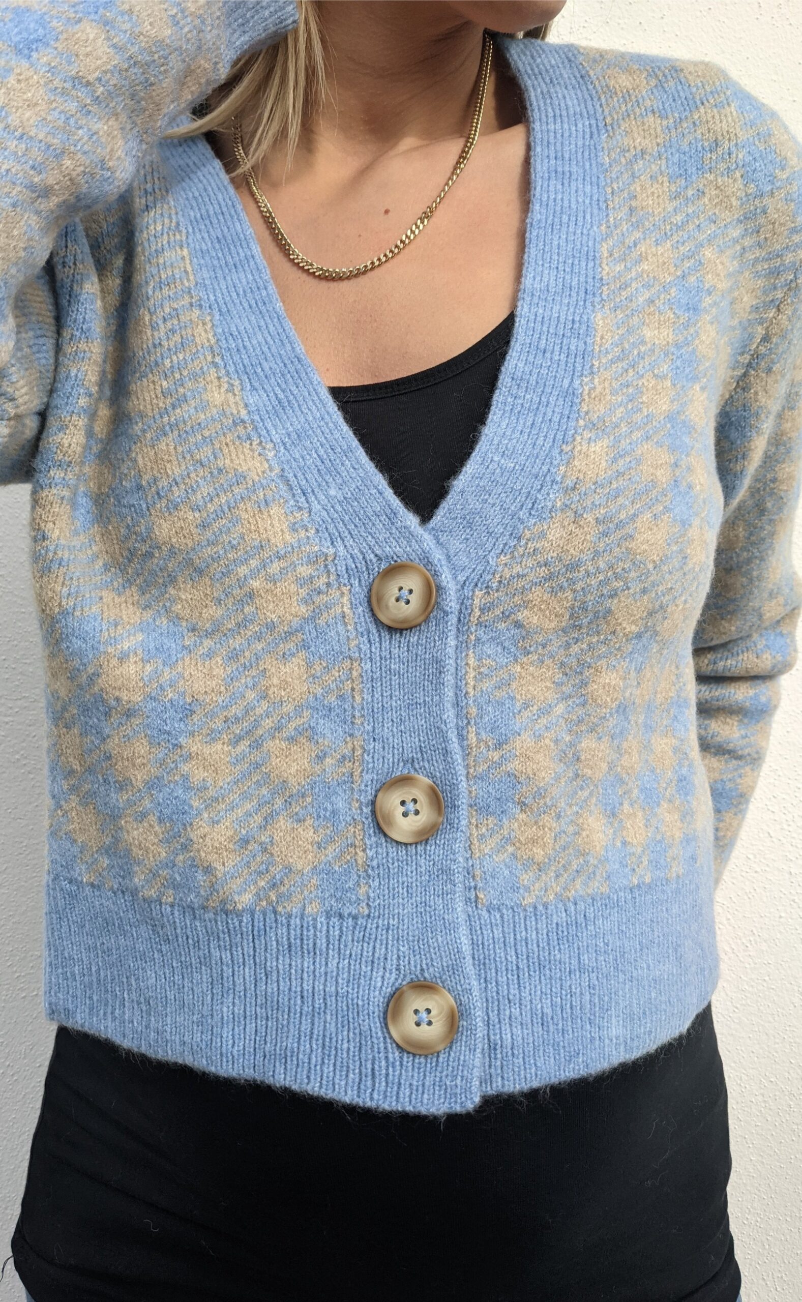 Vila Cardigan Chekina Knit Blue Bell