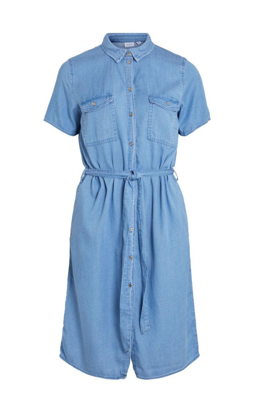 Vila Kjole Bista Medium Blue Denim