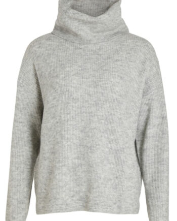 Vila Striktrøje Cilia Light Grey Melange