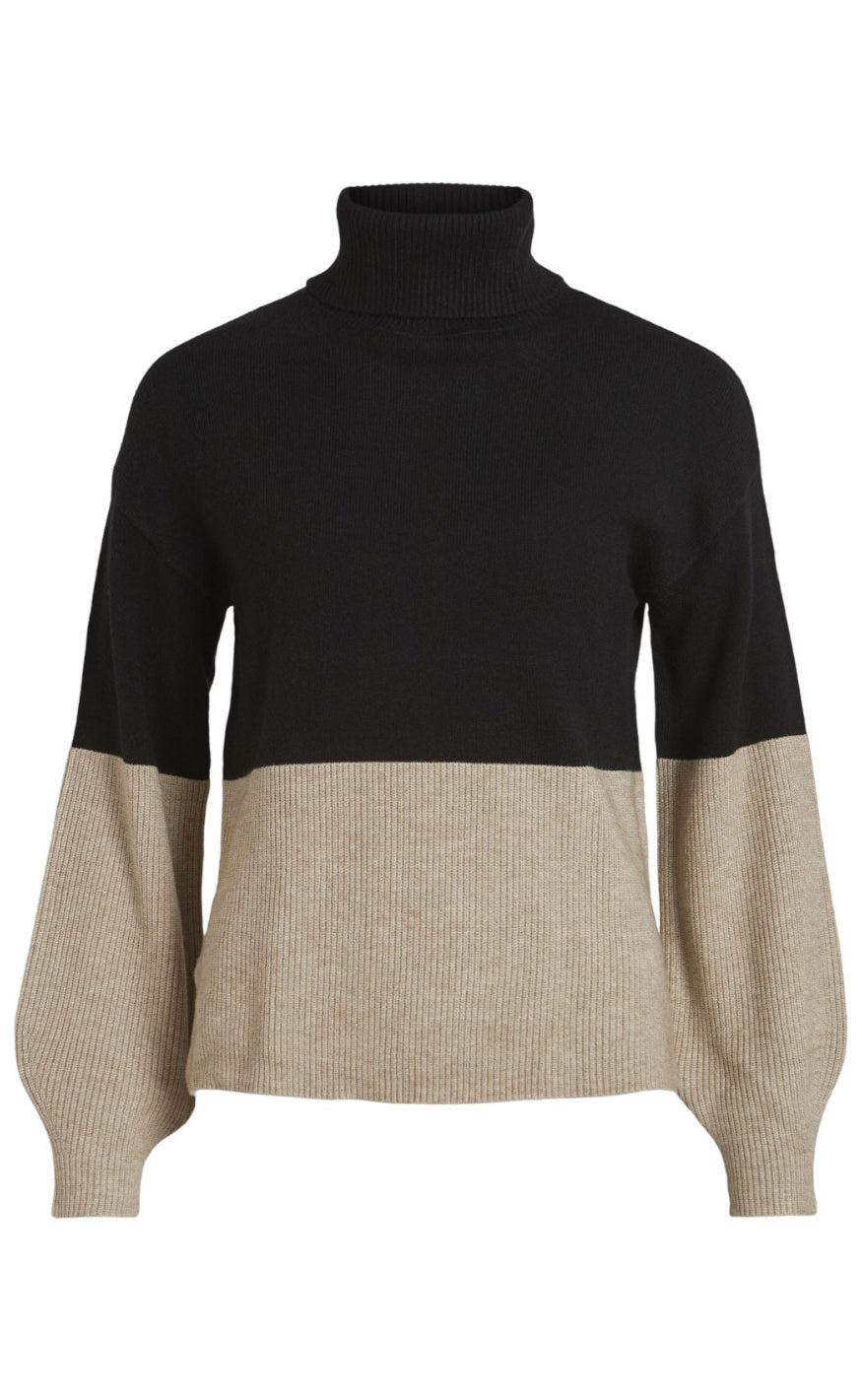 Vila Striktrøje Ril Blocking Roll Black Natural