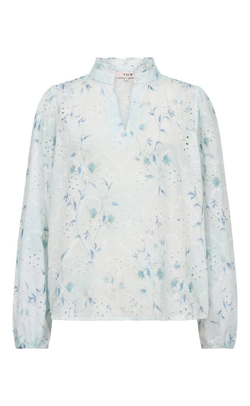 -view Bluse Grete Blue White