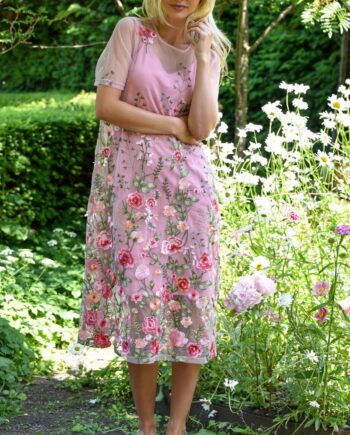 -view Kjole Fuschia Midi Rose Red